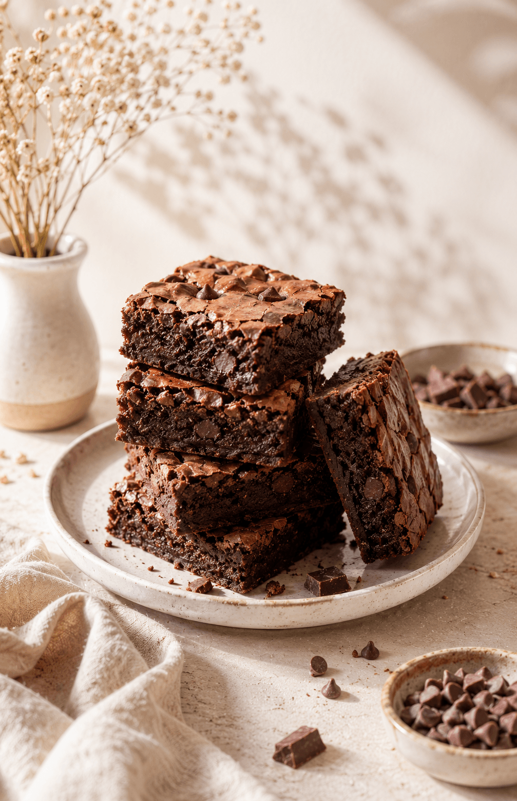 Velvet Crumbs premium chocolate brownie with rich texture styled in an elegant bakery setting